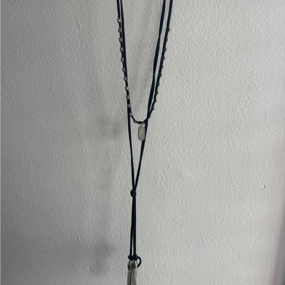 Fringe Studio Layered Black Tassel Pendant Necklace